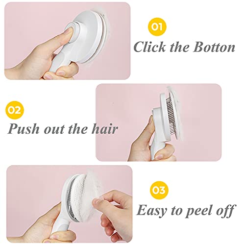 SimpleDot Self Cleaning Slicker Brush for Dogs and Cats, Pet Grooming Hair Brush, Removes Undercoat, Loose Hair, Mats, Tan...
