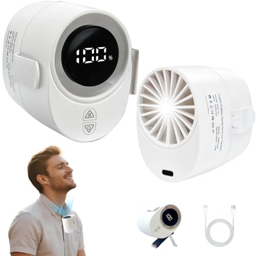 CHICWAY Portable Clip On Fan, 6-Speed Small Waist Fan with LED Display, 20H Rechargeable Personal Fan with Flashlight, Han...
