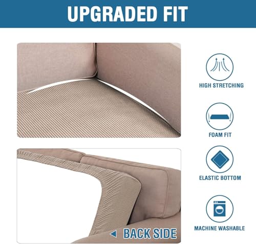 H.VERSAILTEX Super Stretch Individual Seat Cushion Covers Sofa Covers Couch Cushion Covers Slipcover Sets Thick Jacquard T...
