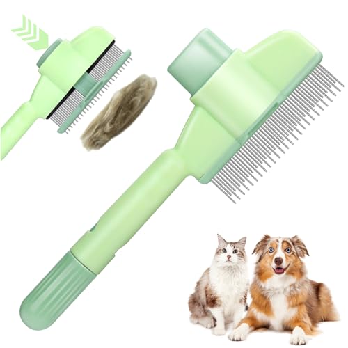 XANGNIER Pet Hair Removal Comb One-Click Self-Cleaning Grooming Brush, De-Shedding Comb for Short & Long Hair, Pet Groomin...