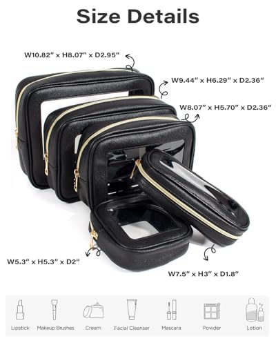 5Pcs Diaper Bag Organizer Pouch Set, Waterproof Travel Clear Makeup Bag Set for Women Small Toiletry Bag Travel Packing Or...