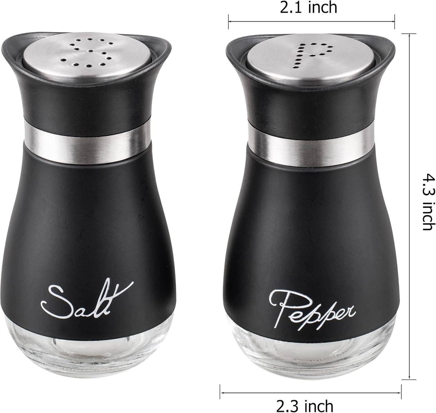 Salt And Pepper Shakers Set - Salt Containers For Gifts, Kitchen Decor, Home, RV, Camp, BBQ, 4 Oz Farmhouse Spice Dispenser With Glass Bottom, Set Of 2