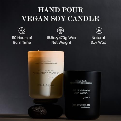 M&SENSE Natural Soy Candle| Vanilla Sandalwood | 5.3 oz | Mini Spring Scented Candles for Relaxation, Valentines Day Gift,...