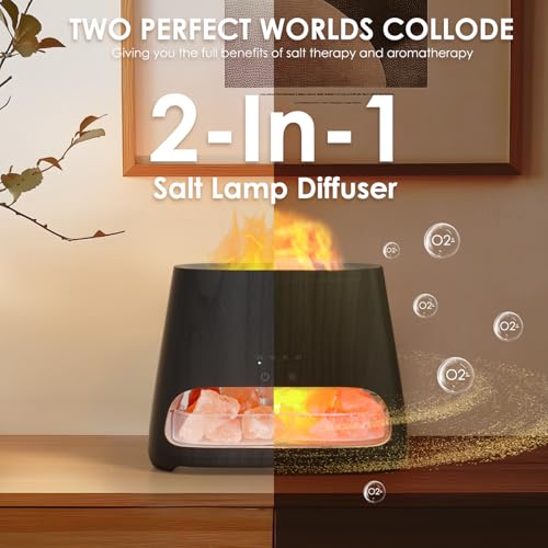 SALKING 2-in-1 Himalayan Salt Lamp & Ultrasonic Essential Oil Diffuser, Aromatherapy Diffuser Cool Mist Humidifier, Salt T...
