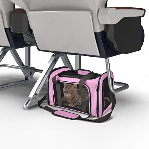 Henkelion Pet Carrier for Small Medium Cats Dogs Puppies up to 15 Lbs, TSA Airline Approved, Soft Sided, Collapsible Trave...