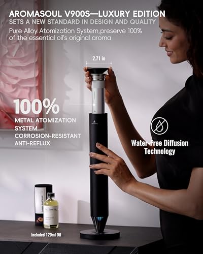 Wireless Rechargeable Hotel Scent Diffuser Starter Kit - 1500 Sq Ft Coverage, Alloy Atomization System,Mood Light,Waterles...