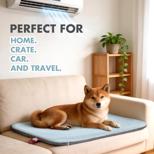 Deamoser Reversible Cooling Mat for Small Dogs, Pet Cooling Pad for Heat Relief with Long-Lasting Water-Absorbable Pad, Se...