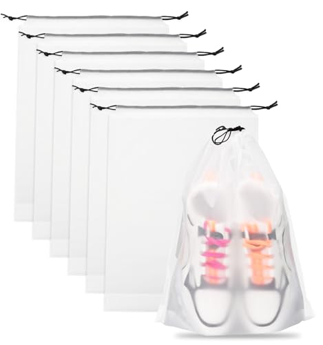 Teskyer 6 Pack Shoe Bags for Travel – Transparent, Waterproof, Portable Shoe Storage for Packing (15.7" x 11.8") – Travel ...