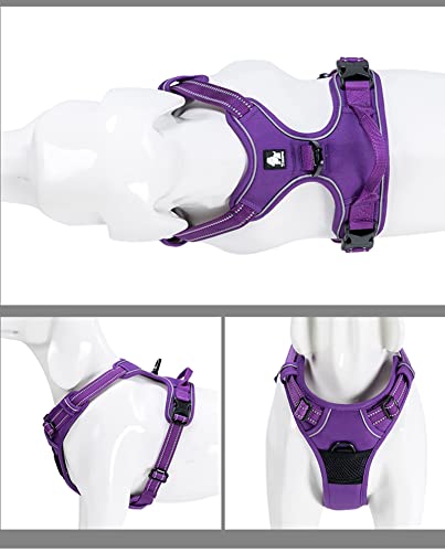 Truelove Adjustable No-Pull Dog Harness Reflective Pup Vest Harnesses Comfortable Control Brilliant Colors TLH5651(Purple,M)