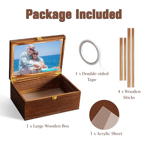 LUHUADUO Wooden Keepake Box, Large Tree of Life Storage Memory Box with Hinged Lid for Storing Photo, Jewelry, Gifts, Deco...