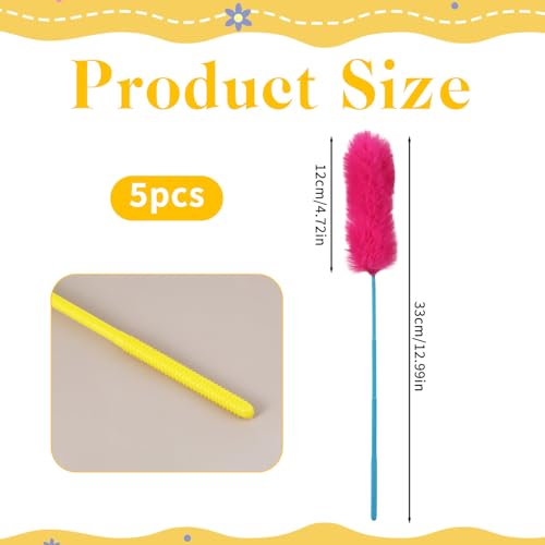 Larrel 5PCS Interactive Cat Wand Toys, Fur Cat Toys, Soft Kitten Teaser Sticks for Indoor Cats, Fur Cats Teaser Wand Set f...