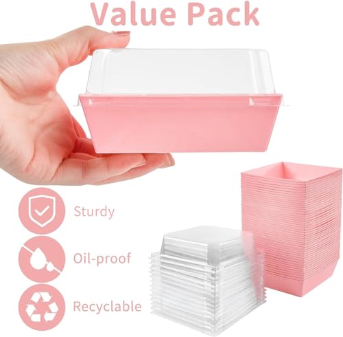 Kucoele 50 Pack Small Charcuterie Boxes with Clear Lids, 4 Inches Paper Bakery Boxes Dessert Boxes Disposable To Go Food C...