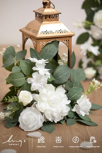 Ling's moment 6Pack 2ft White Artificial Flowers Garland Arch Floral Lantern Flower Centerpieces Wedding Aisle Chair Flowe...
