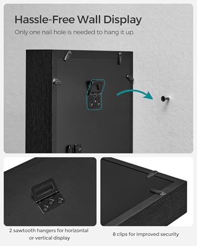 SONGMICS 8x10 Shadow Box Frame, Top Loading Display Case Frame , Glass Front with Top Slot and Push Pins, Linen Fabric Bac...