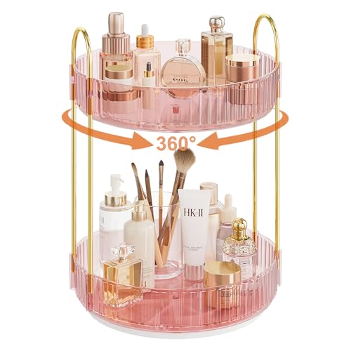 Rotating Makeup Organizer Countertop,Skincare Organizers,Spinning Perfume Tray Stand,Makeup Storage Organizer for Vanity,B...