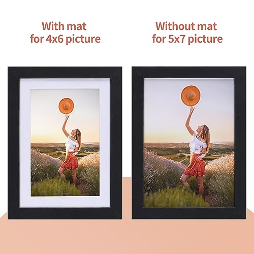 Lyeasw 4x6 Picture Frames Black Set of 15, Display Pictures 4x6 with Mat or 5x7 without Mat, Multi Photo Frames for Wall H...