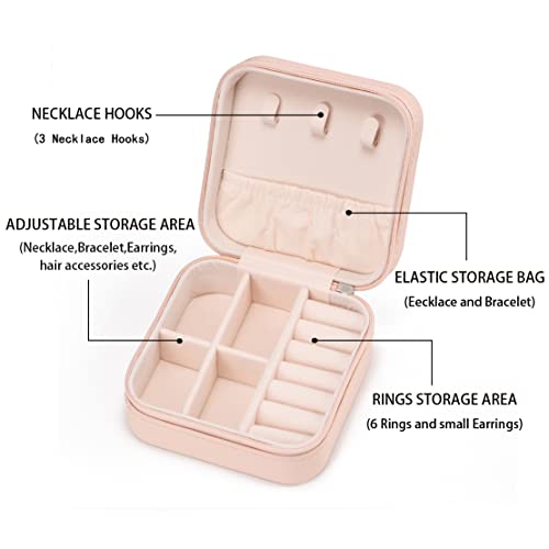 VOMNA Mini Jewelry Travel Case,Small Jewelry Box,Traveling Jewelry Organizer,Portable Jewellery Storage Holder for Rings E...