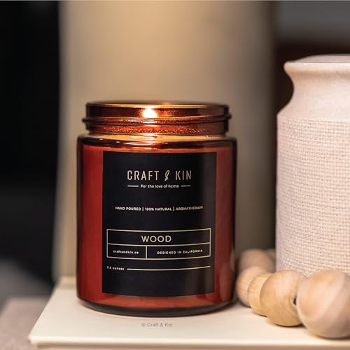 Craft & Kin Scented Candles for Men | Premium Wood Candle | All-Natural Scent for Home | Long Lasting Holiday Candles with...