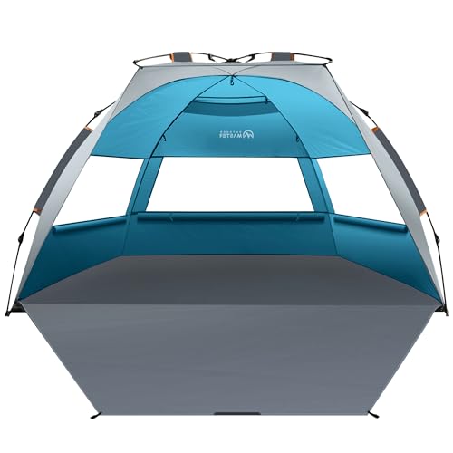 OutdoorMaster Beach Tent Sun Shelter for 3-4 Person, Pop Up Beach Tent Easy Setup with Sandbags, Portable Sun Shade Canopy...
