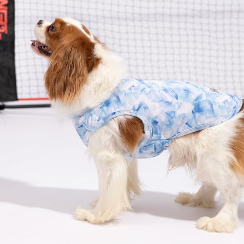 Fitwarm Ice Print Dog Cooling Vest, Summer Clothes for Small Dogs, Pet Outfit, Blue, White, Large