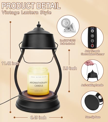 Candle Warmer Lamp, Dimmable Candle Warmer Lantern with Timer, Mothers Day Gifts for Women Mom, Office Home Decor, House W...