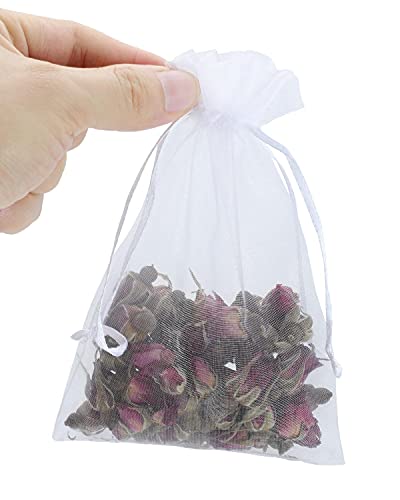 Kslong 100PCS Small Mesh Bags Drawstring 3x4, Sheer Organza Bags Drawstring for Jewelry, Mesh Party Wedding Favor Bags for...