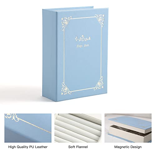 WEIKIMFF PU Leather Book Jewelry Organizer Box with Magnetic Closure, Stylish Jewelry Box for Women and Girls,Travle Jewel...