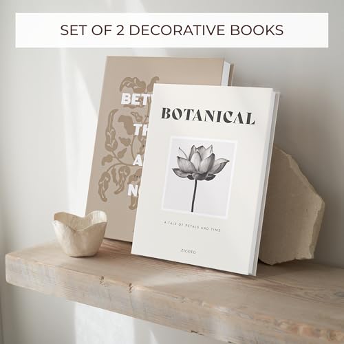 ZICOTO Beautiful Decorative Books - Set of 2 Boxes Enhance Your Coffee Table, Bookshelf or Mantel Decor - Aesthetic Fake/F...