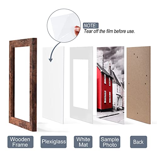 LANDNEOO 8x10 Picture Frame, 4 Pack Woodgrain Wider Frames, Display Pictures 5x7 with Mat or 8x10 Without Mat, Picture Fra...