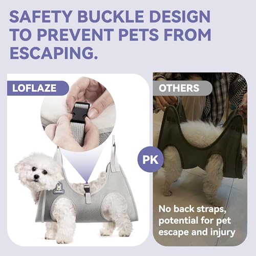 Loflaze Dog Grooming Hammock Harness for Dogs & Cats with Pet Nail Clipper Trimmer - Cat Hanger Sling for Trimming Clippin...