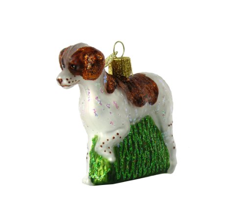 Old World Christmas Brittany Spaniel Glass Blown Ornament for Christmas Tree, Handcrafted Holiday Decoration, Dog Collection