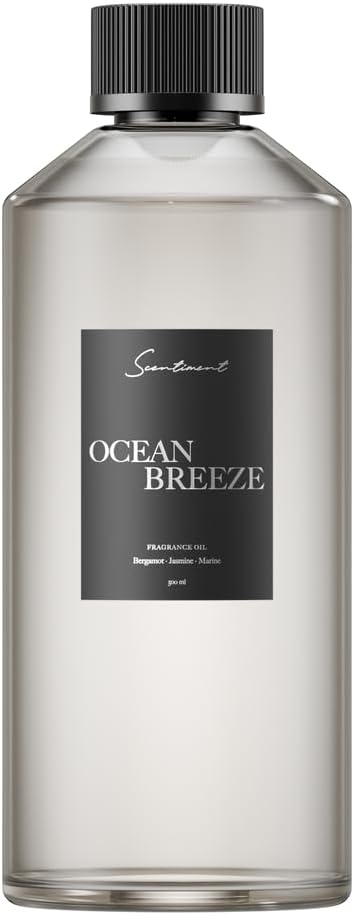 Scentiment Ocean Breeze Fragrance Oil – Bergamot, Lemon, Jasmine with Marine & Amber Scent for Diffusers (500ml)