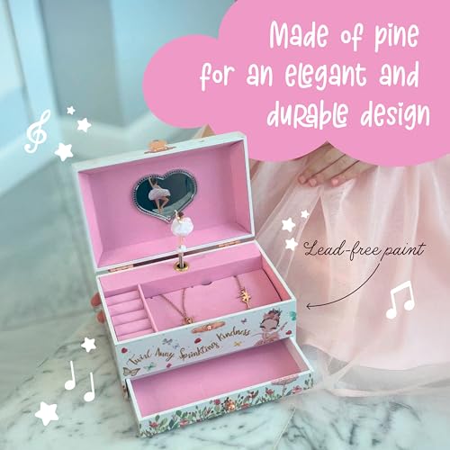 The Memory Building Co Ballerina Musical Jewelry Box Plays Classic Melody, Storage Organizer Music Box for Kids Ages 6-12,...