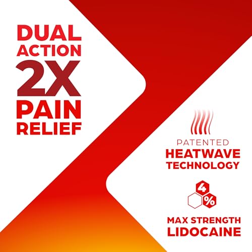 ThermaCare Heat + Max Strength 4% Lidocaine Roll-On - Dual Action Pain Relief with Patented Heatwave Technology - Targeted...