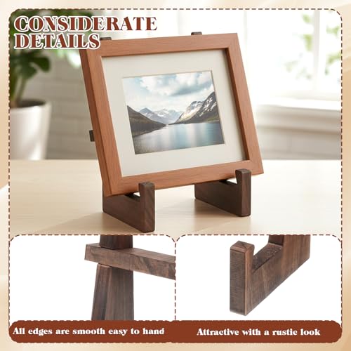 Eldraqth Wooden Plate Stands, 8.8 Inch Wood Plate Display Stands Decorative Picture Frame Holder Stand Table Top Easels fo...