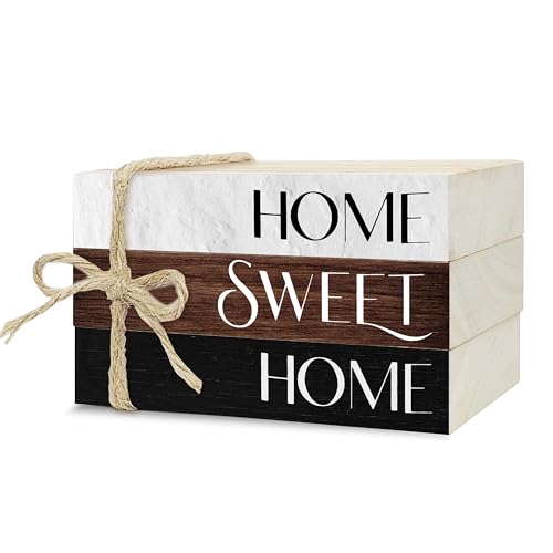 Ycyfckdr Mini Decorative Books for Home Decor, Rustic Wood Stack for Table, Home Sweet Decor Books for Living Room Shelf, ...