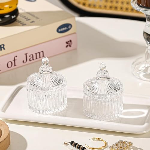 Birthday Gifts For Women Vanity Bathroom Organizer Glass Jars with Lids Candy Dish Aesthetic Room Home Decor Trinket Dish ...