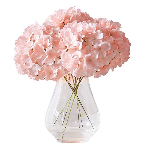 KISLOHUM 10Pcs Artificial Hydrangea Flowers Blush Heads Fake Hydrangea Silk Flowers for Wedding Centerpieces Bouquets DIY ...