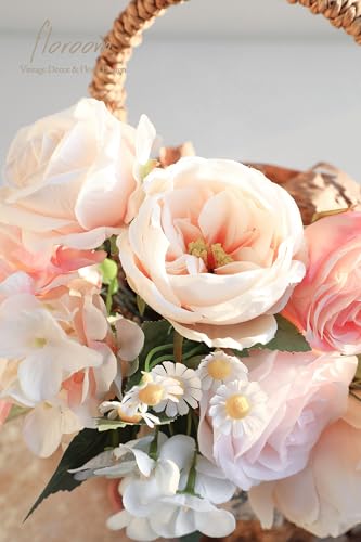 Floroom Blush Cream Artificial Flowers Fake Roses Peonies Dahlia and Greenery Combo Box Set for DIY Wedding Bouquets Brida...