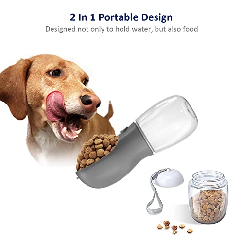 WePet Portable Dog Water Bottle with Food Container, 12 OZ + 6 OZ, Leak Proof Puppy Water Dispenser with Drinking Feeder f...