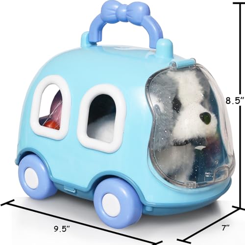 Kiddie Play Dog Toys for Kids Girls Barking Walking Dog Toy Puppy Pet Care Playset with Carrier and Accessories