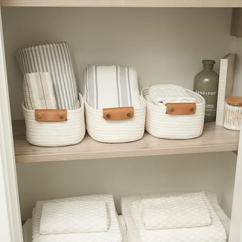 Beautiful Storage Basket Set of 3 - Sturdy Jute Rope Baskets for Shelves Are Perfect for Organizing Your Home - Quality St...