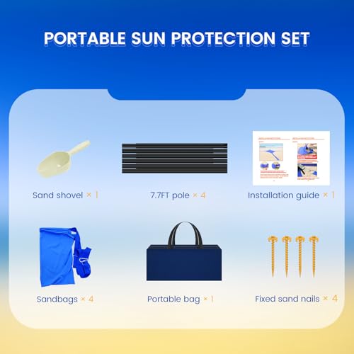 besuhot Beach Tent Sun Shelter 10x10FT Beach Shade Canopy with 8 Sandbags, UPF 50+ Protection Beach Shade Canopy, Outdoor ...