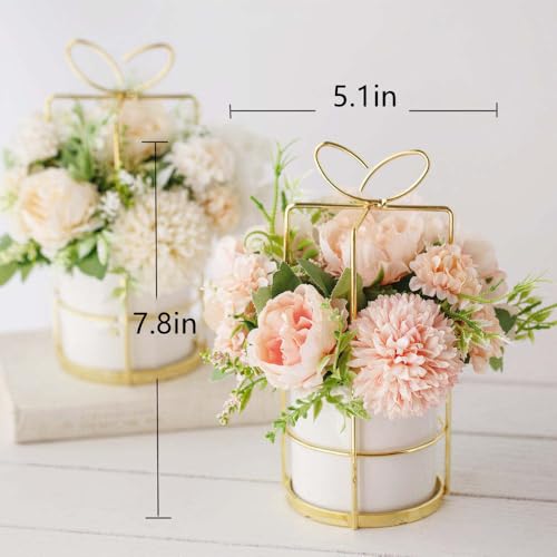 KIRIFLY Fake Artificial Flowers in Vase Faux Peony Silk Hydrangea Flower Centerpieces Décor for Wedding Table Decoration(P...