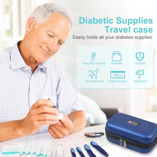 Gosemai Insulin Cooler Travel Case TSA Approved Medication Diabetic Cooler for Travel with Temperature Display Refrigerate...
