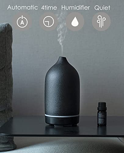 Essential Oil Diffuser,Handcrafted Ceramic Diffuser for Home,Ultrasonic Cool Mist Air Diffuser, 9 Colors Night Light with ...