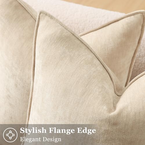 decorUhome Summer Couch Throw Pillow Covers 18x18 Set of 2, Decorative Soft Velvet Modern Cozy Chenille Pillow Cases with ...