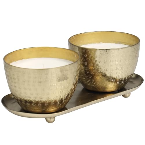 Deco 79 Metal Decorative Candle Roses in Paradise Scented Grid Patterned 10 oz 1 Wick Aromatherapy Candle with White Wax, ...