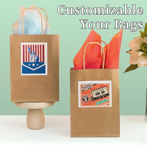 RACETOP Brown Paper Bags with Handles Bulk 100Pcs 8x4.5x10.8 Inch Gift Bags Bulk, Brown Kraft Paper Bags for Retail, Part...