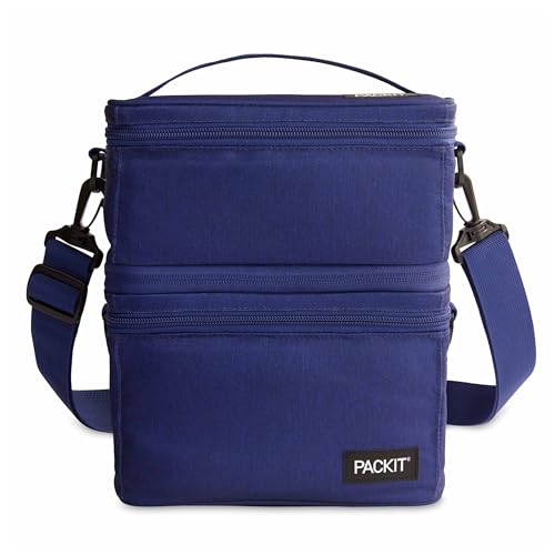 PackIt MOD 3-IN-1 Lunch Box, True Blue, Triple Function System, Insulated and Freezable with EcoFreeze Technology, Removab...
